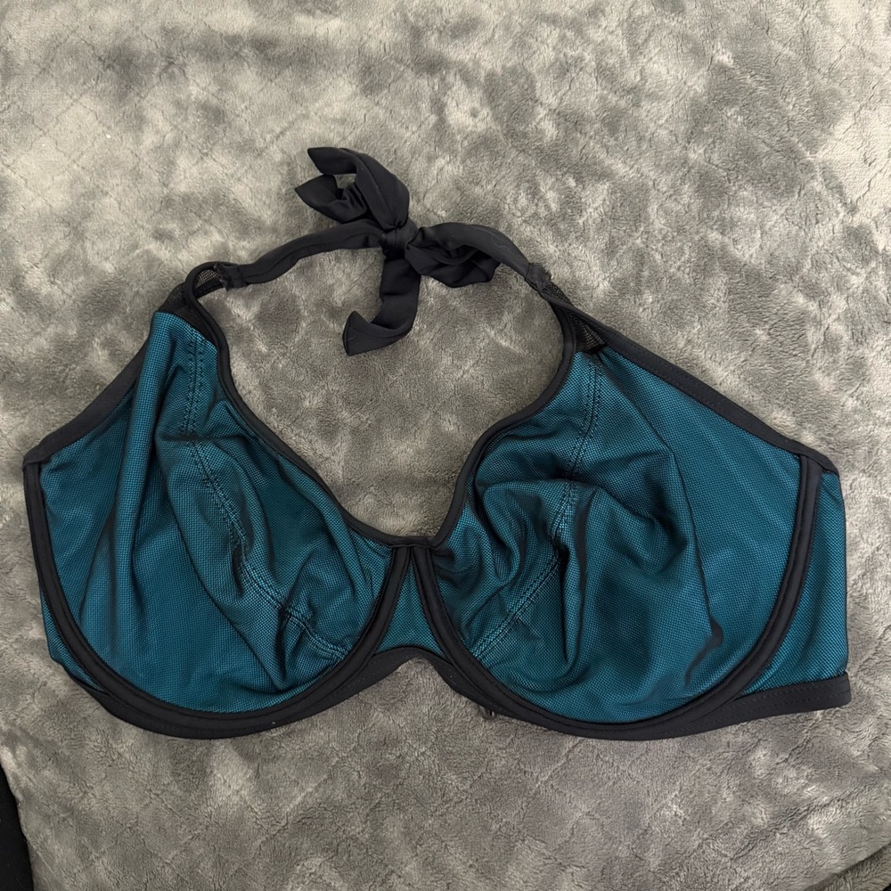 Freya Teal and Black Underwire Bikini Top